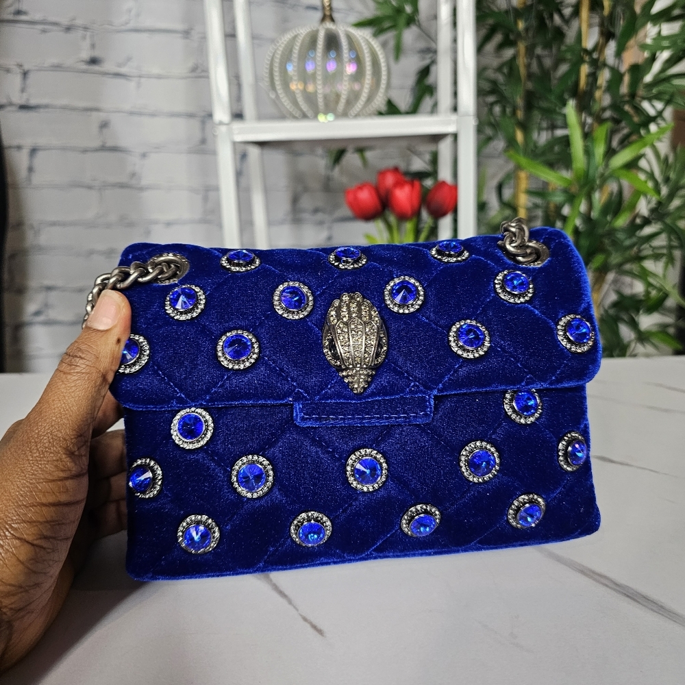 Kurt Geiger London Velvet Blue Kensington Mini Bag - NWOT